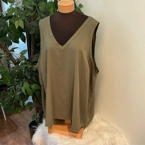 Torrid Plus Size Olive Green double V-Neck (front &back) Tank Top 5X - Picture 7 of 12